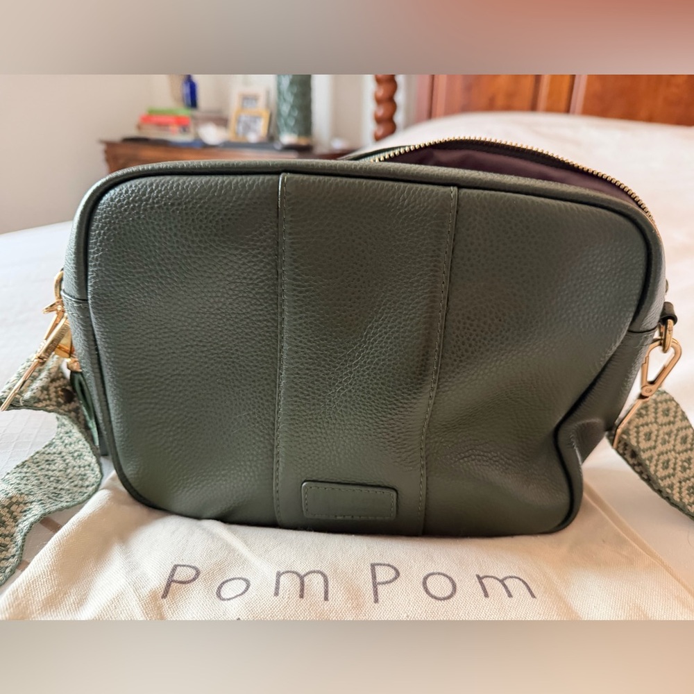 Pom Pom Olive Green Crossbody Bag